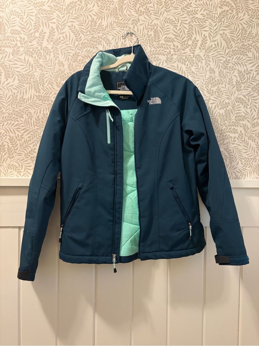 The North Face Women's Dark Teal Jacket with Mint Lining